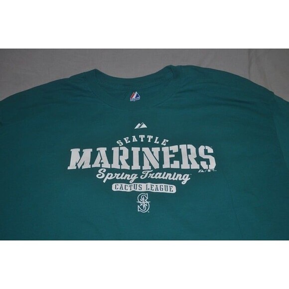 Vintage 90s TEAL Majestic Seattle Mariners Spring Training Tshirt XXL 2XL EUC - Picture 3 of 9
